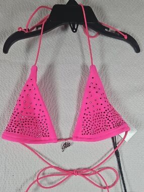 I.AM.GIA Bambi Diamante Bikini Top In Hot Pink Rhinestone - Sold Out!